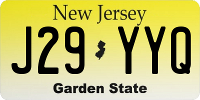 NJ license plate J29YYQ