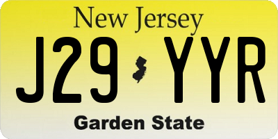 NJ license plate J29YYR