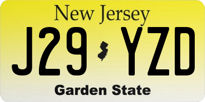 NJ license plate J29YZD