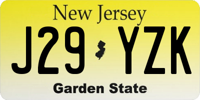 NJ license plate J29YZK