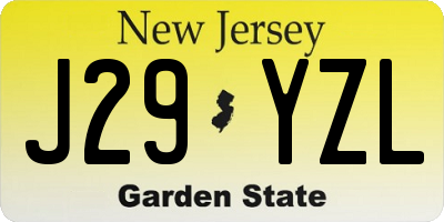 NJ license plate J29YZL