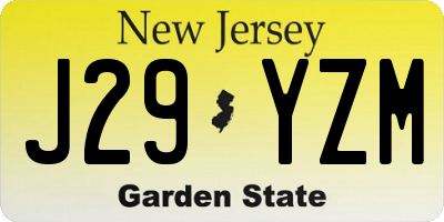 NJ license plate J29YZM