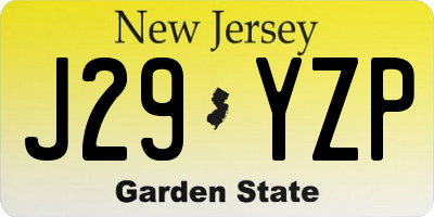 NJ license plate J29YZP