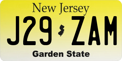 NJ license plate J29ZAM