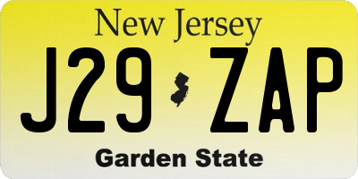 NJ license plate J29ZAP