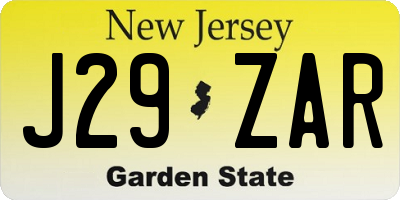 NJ license plate J29ZAR