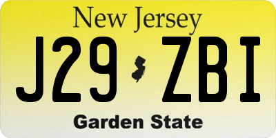 NJ license plate J29ZBI