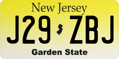 NJ license plate J29ZBJ