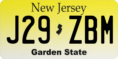 NJ license plate J29ZBM