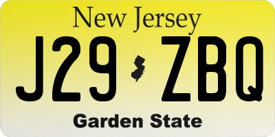 NJ license plate J29ZBQ