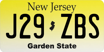 NJ license plate J29ZBS