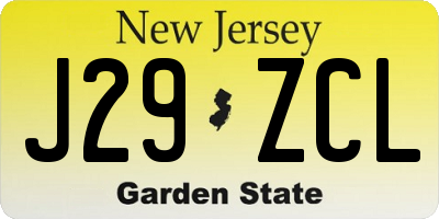 NJ license plate J29ZCL