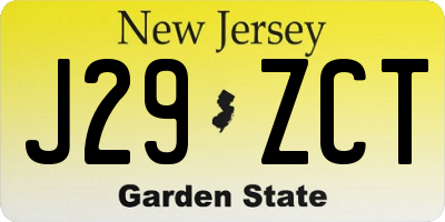 NJ license plate J29ZCT
