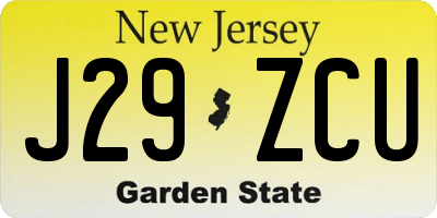 NJ license plate J29ZCU