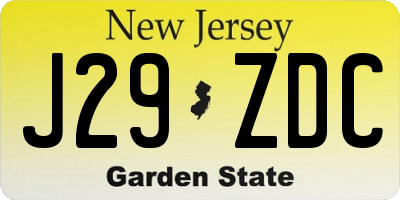 NJ license plate J29ZDC