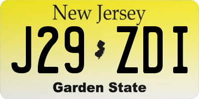 NJ license plate J29ZDI