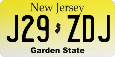 NJ license plate J29ZDJ