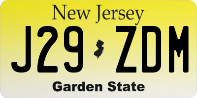 NJ license plate J29ZDM