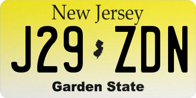 NJ license plate J29ZDN