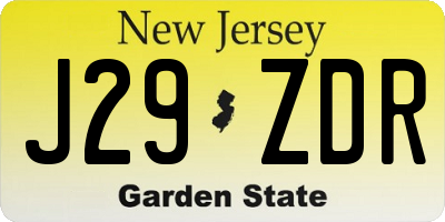 NJ license plate J29ZDR
