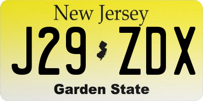 NJ license plate J29ZDX