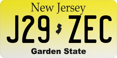 NJ license plate J29ZEC