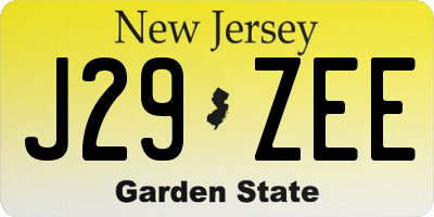 NJ license plate J29ZEE