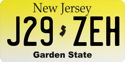 NJ license plate J29ZEH