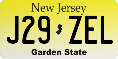 NJ license plate J29ZEL