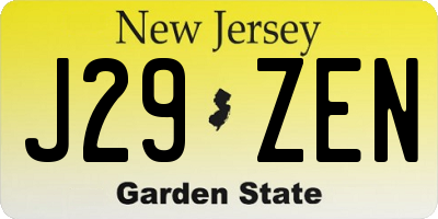 NJ license plate J29ZEN