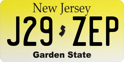 NJ license plate J29ZEP