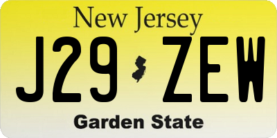 NJ license plate J29ZEW