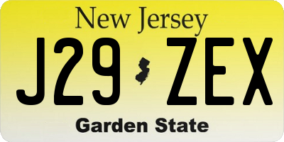 NJ license plate J29ZEX