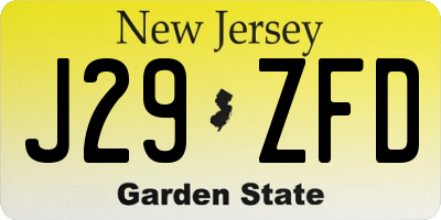 NJ license plate J29ZFD