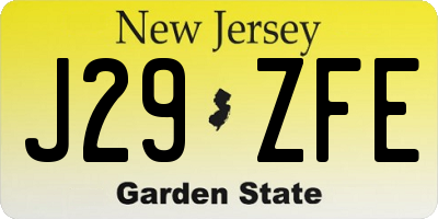 NJ license plate J29ZFE
