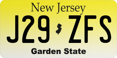 NJ license plate J29ZFS