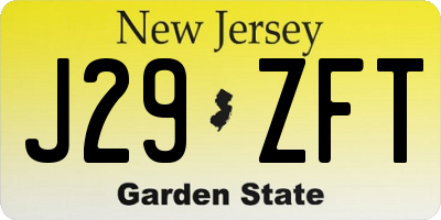 NJ license plate J29ZFT