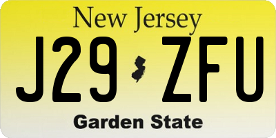 NJ license plate J29ZFU