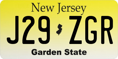 NJ license plate J29ZGR