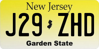 NJ license plate J29ZHD