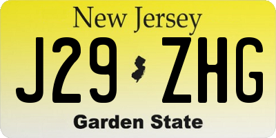 NJ license plate J29ZHG