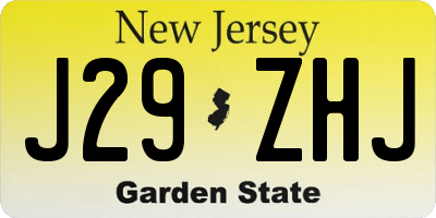 NJ license plate J29ZHJ