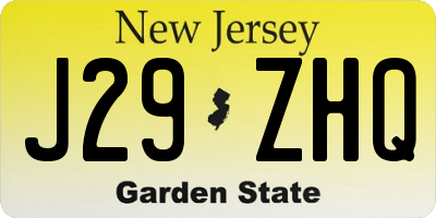 NJ license plate J29ZHQ