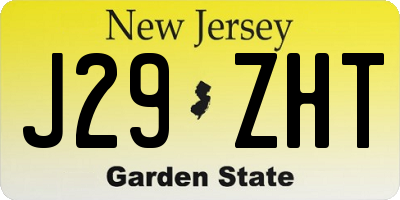 NJ license plate J29ZHT