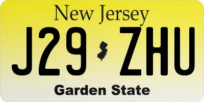 NJ license plate J29ZHU