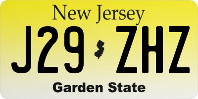NJ license plate J29ZHZ