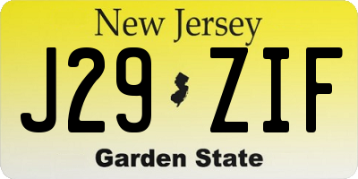NJ license plate J29ZIF