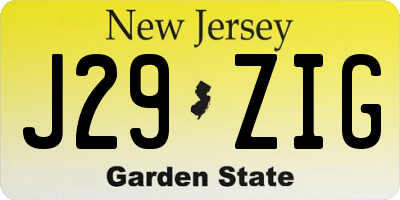 NJ license plate J29ZIG