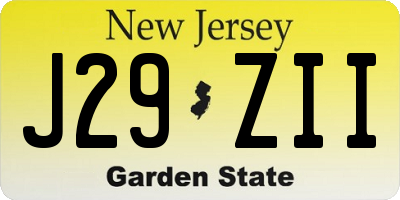 NJ license plate J29ZII