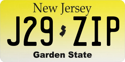 NJ license plate J29ZIP